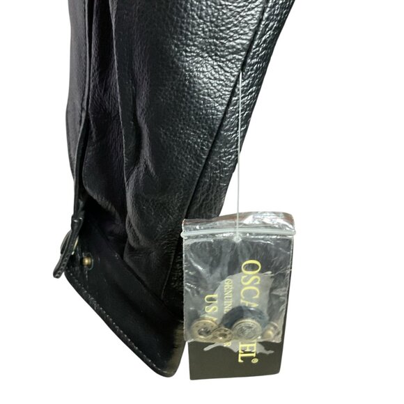 NWT Oscar Piel Mens Black Leather Jacket Zip Closure & Pockets - Picture 7 of 8